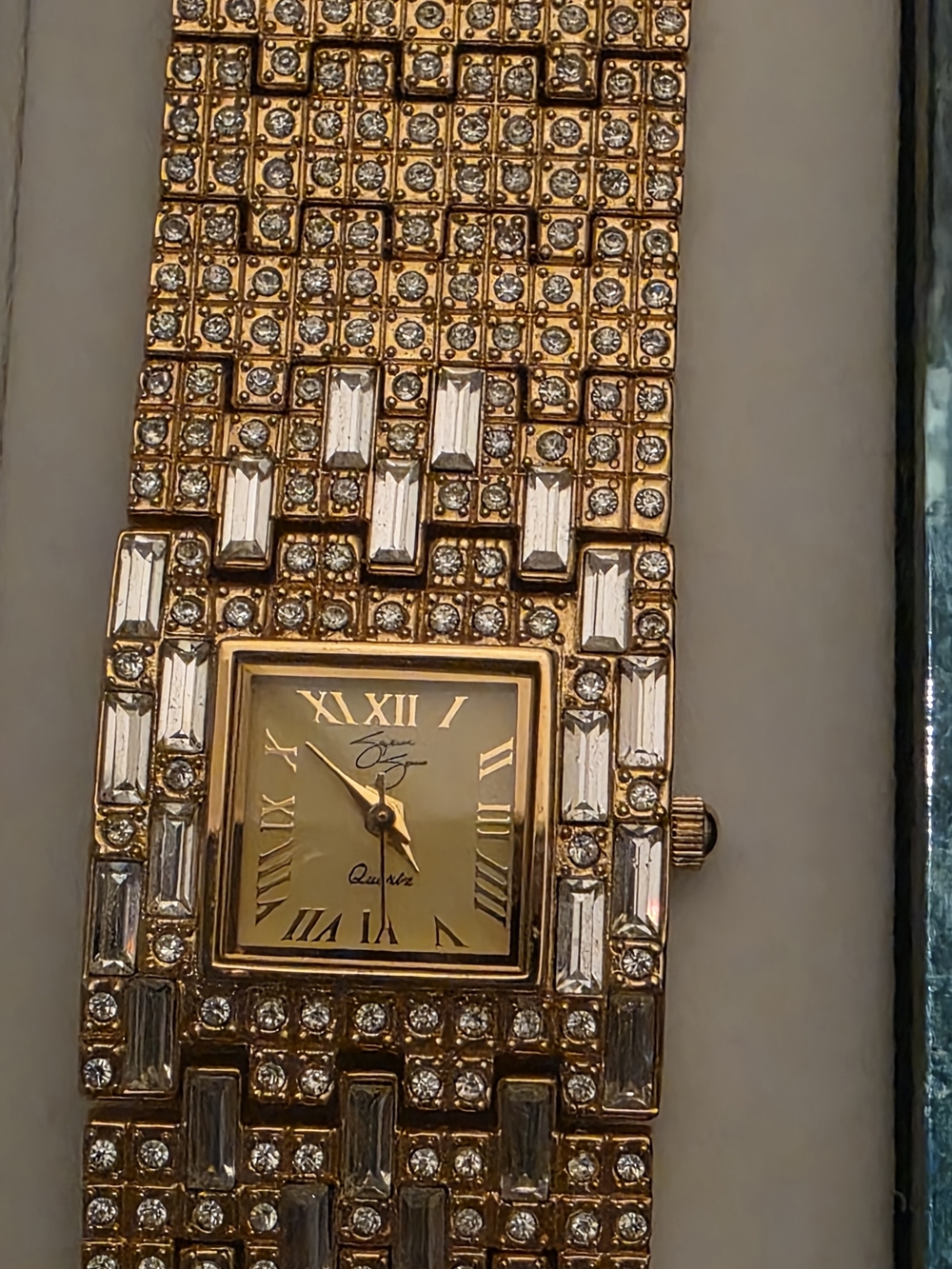 Suzanne Somers Gold Crystal-Accent Women's Watch
